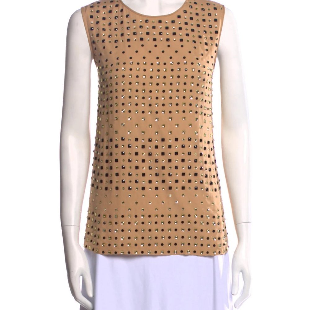 DVF Diane Von Furstenberg Silk Top Rhinestone
